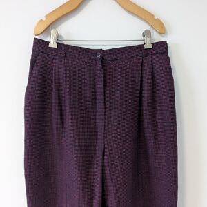 Vintage 1990s Stefi Lara Women's Pleated Wool Trousers Size 12 Pink Blue
